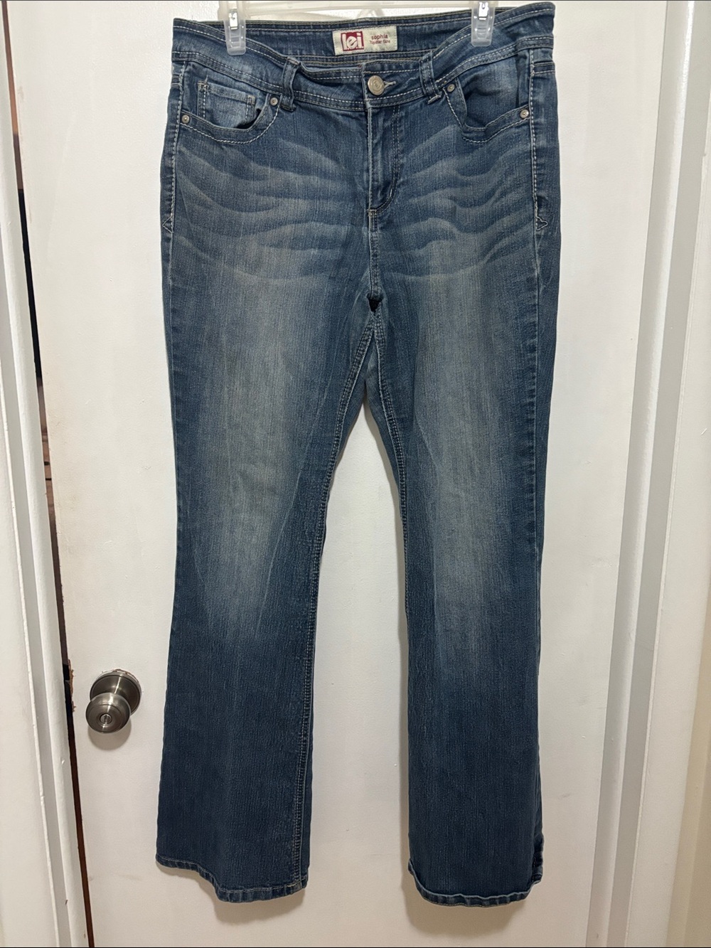 lei Women's Blue Flare Jeans with Whisker Fade